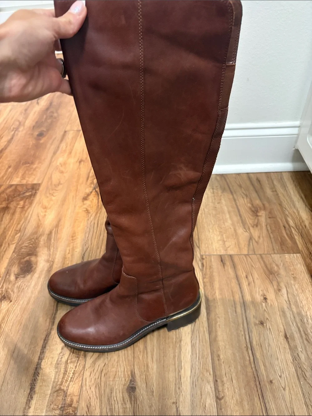 Vince Camuto Chestnut Brown Over-the-Knee Leather Boots